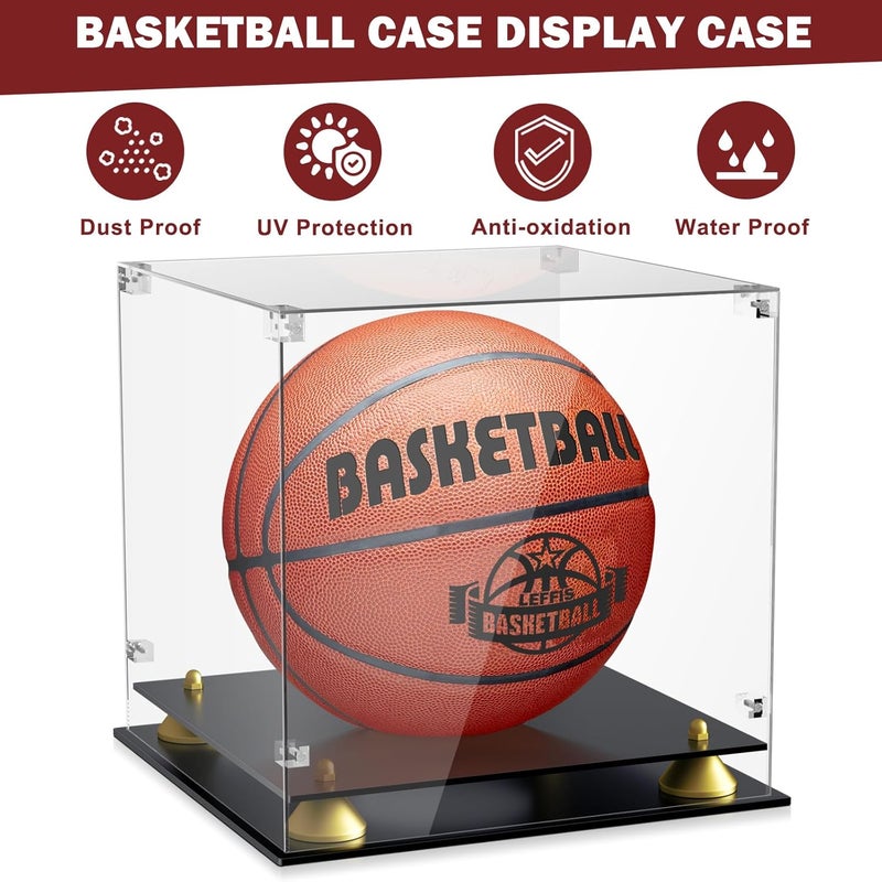 Leffis Basketball Display Case Acrylic Clear, UV Protected Basketball Stand Box Full Size with Double Layer Base, Soccer Display for Autographed Standard NBA WNBA Ball Memorabilia Keepsake - Image 3